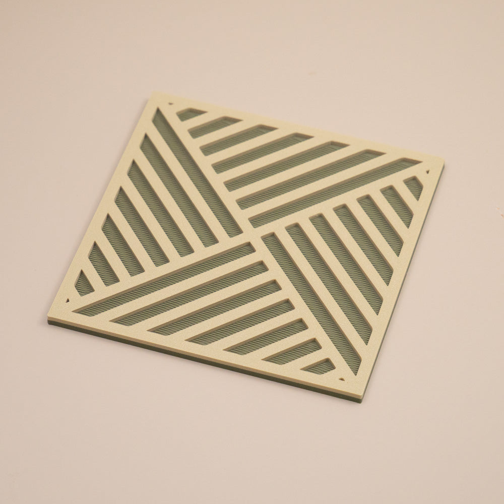 Olive Green Geometric Coasters Diagonal Stripe Pattern