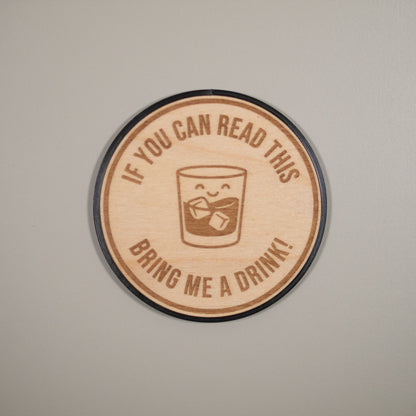 Alcoholic Drink Coaster: On The Rocks, Alcohol Puns, Whisky Love, Engraved Wood