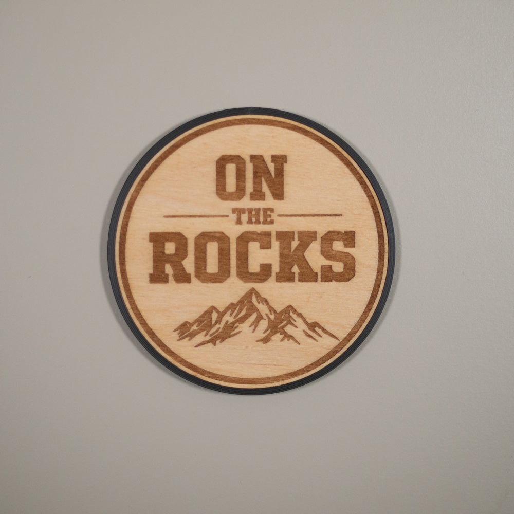 Alcoholic Drink Coaster: On The Rocks, Alcohol Puns, Whisky Love, Engraved Wood