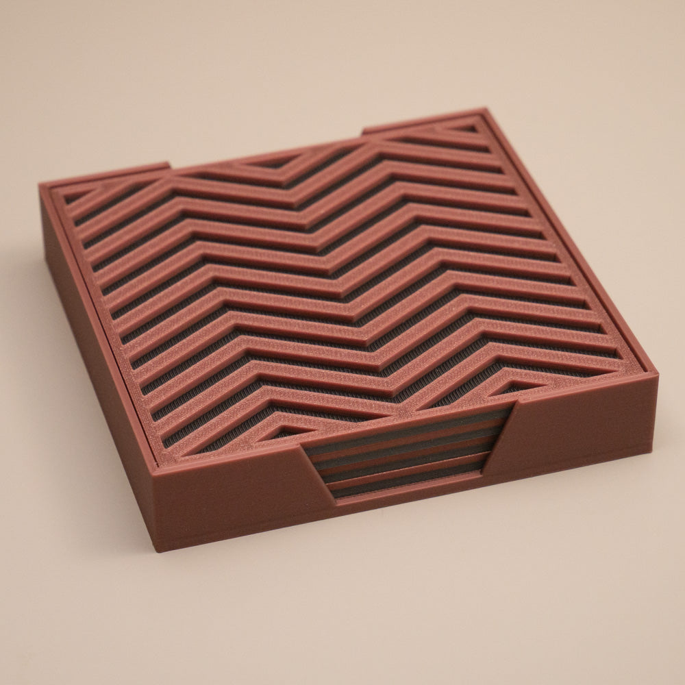 Copper and Gunmetal Grey Coasters Chevron Pattern Square