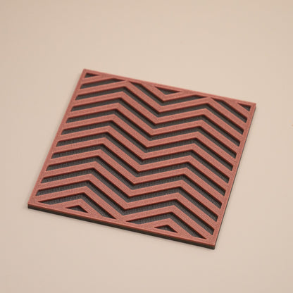 Copper and Gunmetal Grey Coasters Chevron Pattern Square