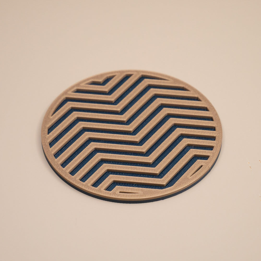 Navy & Gold Coasters Chevron Pattern Round