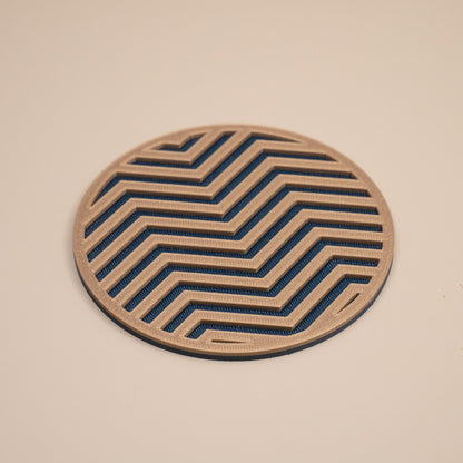 Navy & Gold Coasters Chevron Pattern Round