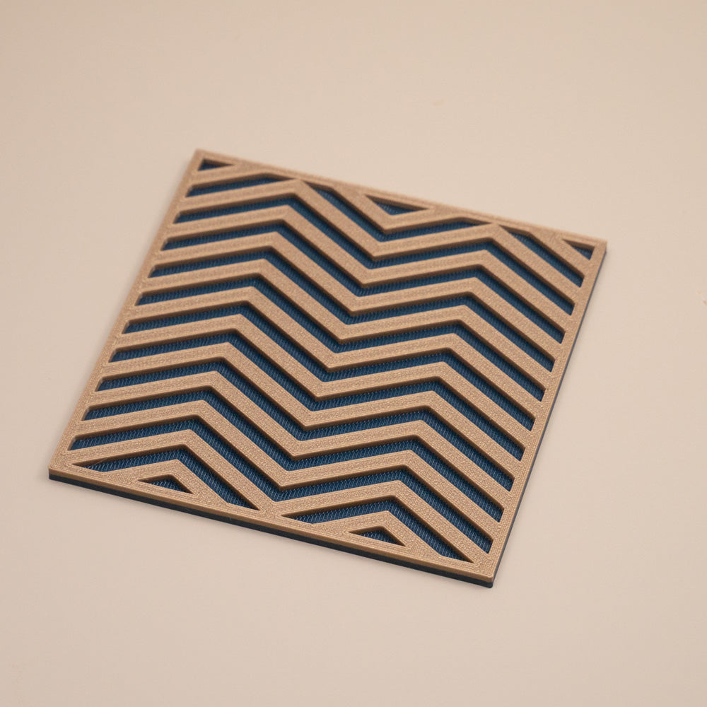 Navy & Gold Coasters Chevron Pattern Square