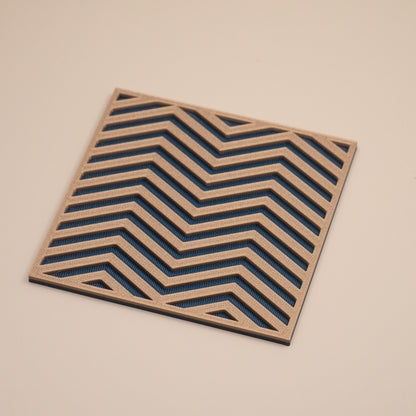 Navy & Gold Coasters Chevron Pattern Square
