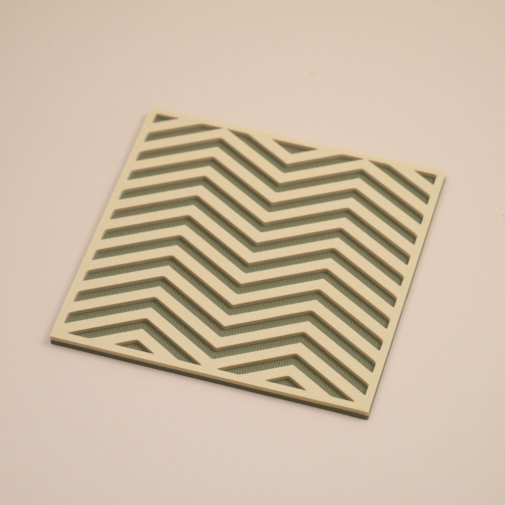 Olive Green Coasters Chevron Pattern Square