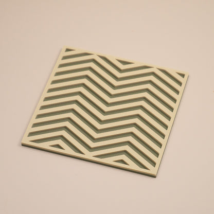 Olive Green Coasters Chevron Pattern Square