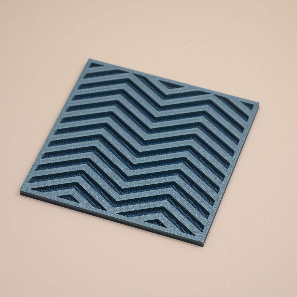Teal Blue Coasters Chevron Pattern Square