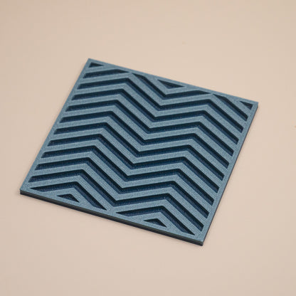 Teal Blue Coasters Chevron Pattern Square