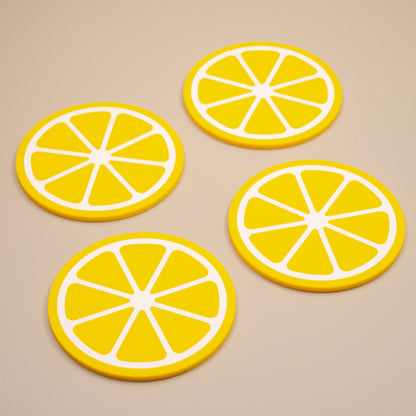 Lemon Yellow Coasters Citrus Fruit Design