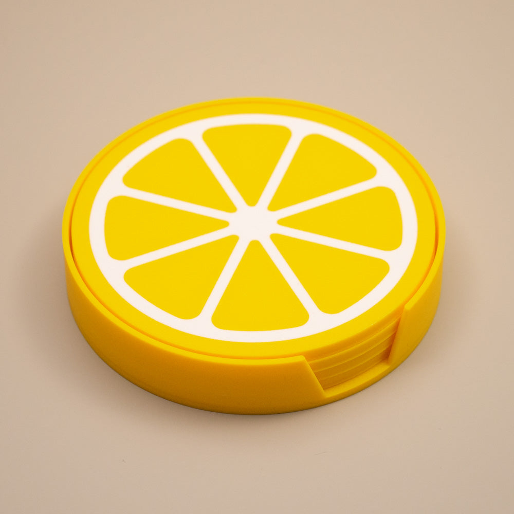 Lemon Yellow Coasters Citrus Fruit Design