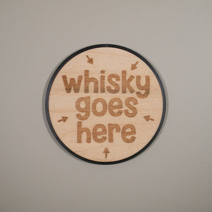 Drink Goes Here Wooden Coaster - Tea, Coffee, Gin, Wine, Beer & Whisky, Laser Engraved Coaster