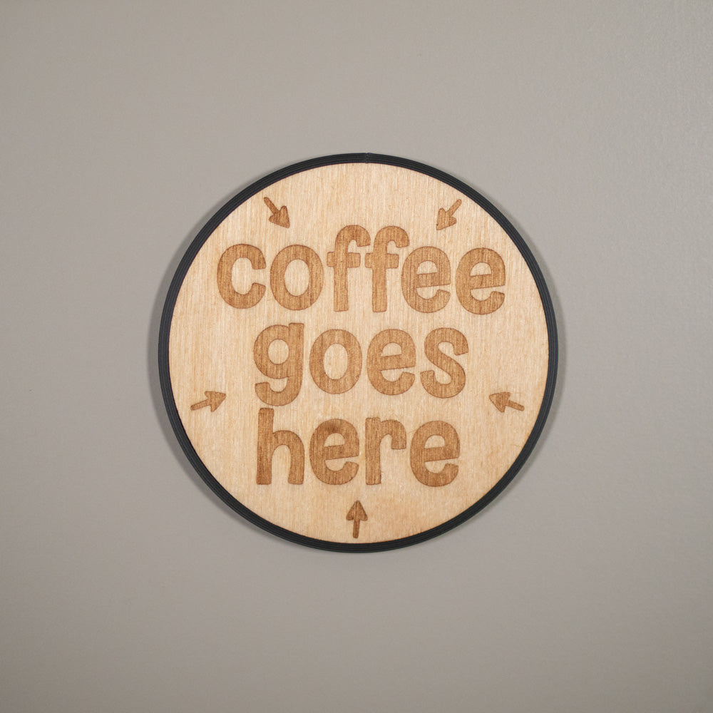 Drink Goes Here Wooden Coaster - Tea, Coffee, Gin, Wine, Beer & Whisky, Laser Engraved Coaster
