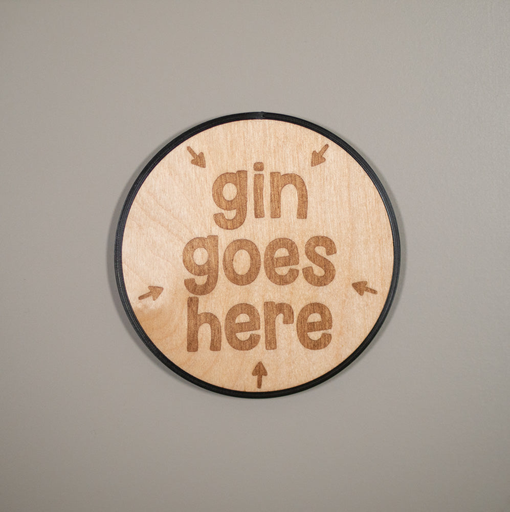 Drink Goes Here Wooden Coaster - Tea, Coffee, Gin, Wine, Beer & Whisky, Laser Engraved Coaster