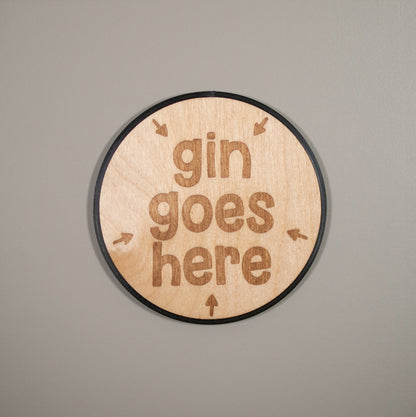 Drink Goes Here Wooden Coaster - Tea, Coffee, Gin, Wine, Beer & Whisky, Laser Engraved Coaster