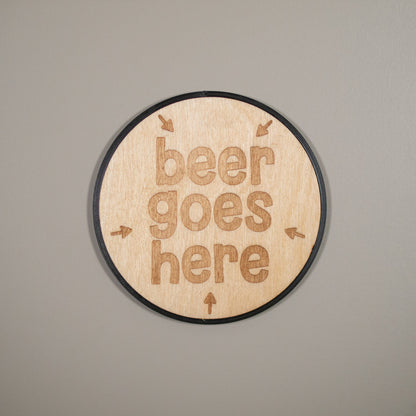 Drink Goes Here Wooden Coaster - Tea, Coffee, Gin, Wine, Beer & Whisky, Laser Engraved Coaster