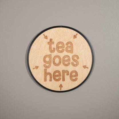 Drink Goes Here Wooden Coaster - Tea, Coffee, Gin, Wine, Beer & Whisky, Laser Engraved Coaster