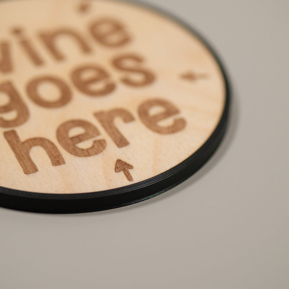 Drink Goes Here Wooden Coaster - Tea, Coffee, Gin, Wine, Beer & Whisky, Laser Engraved Coaster