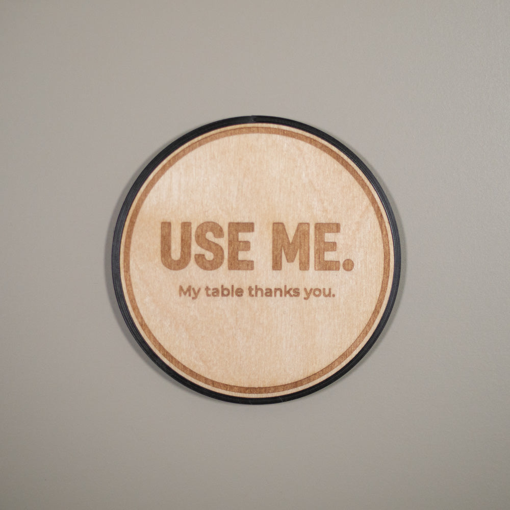 Coffee Stain Coaster: Fake Coffee Stain, Engraved Wooden Coaster