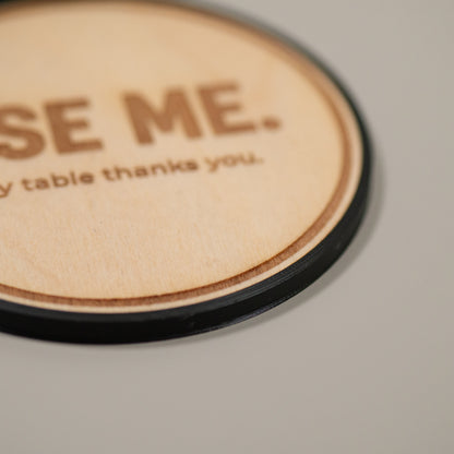 Coffee Stain Coaster: Fake Coffee Stain, Engraved Wooden Coaster