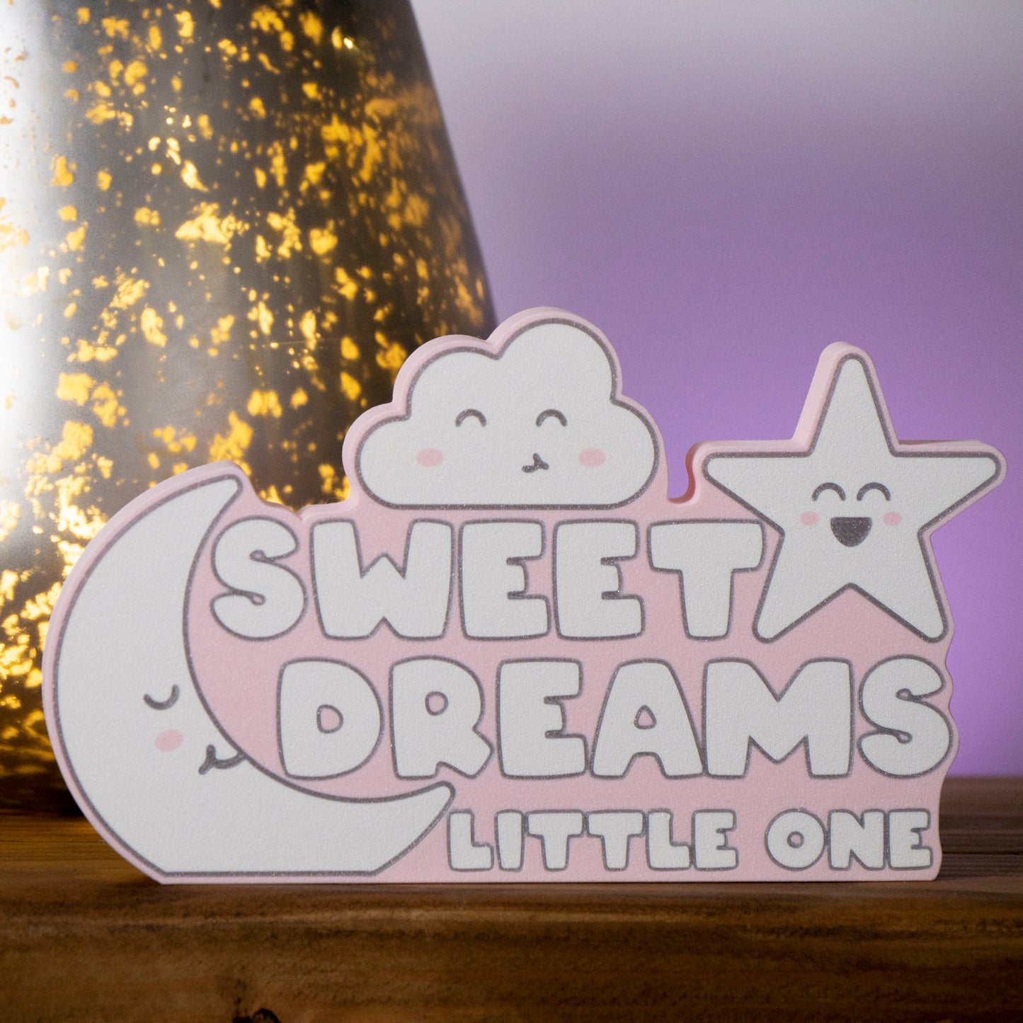 Baby Room Ornament Pink - Sweet Dreams Cute Cloud Moon Star - Nursery Decor - Cute Kawaii - Small Shelf Ornament - Vantage 3D Prints