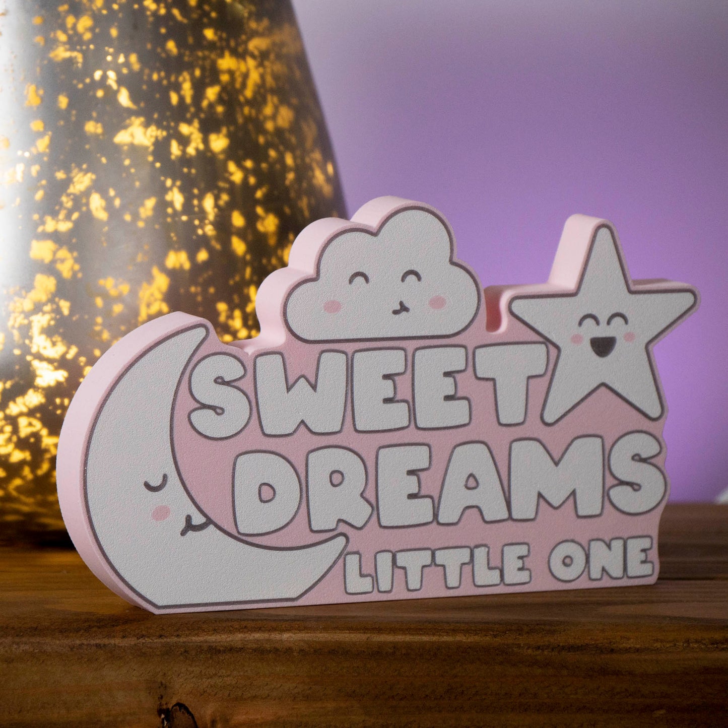 Baby Room Ornament Pink - Sweet Dreams Cute Cloud Moon Star - Nursery Decor - Cute Kawaii - Small Shelf Ornament - Vantage 3D Prints