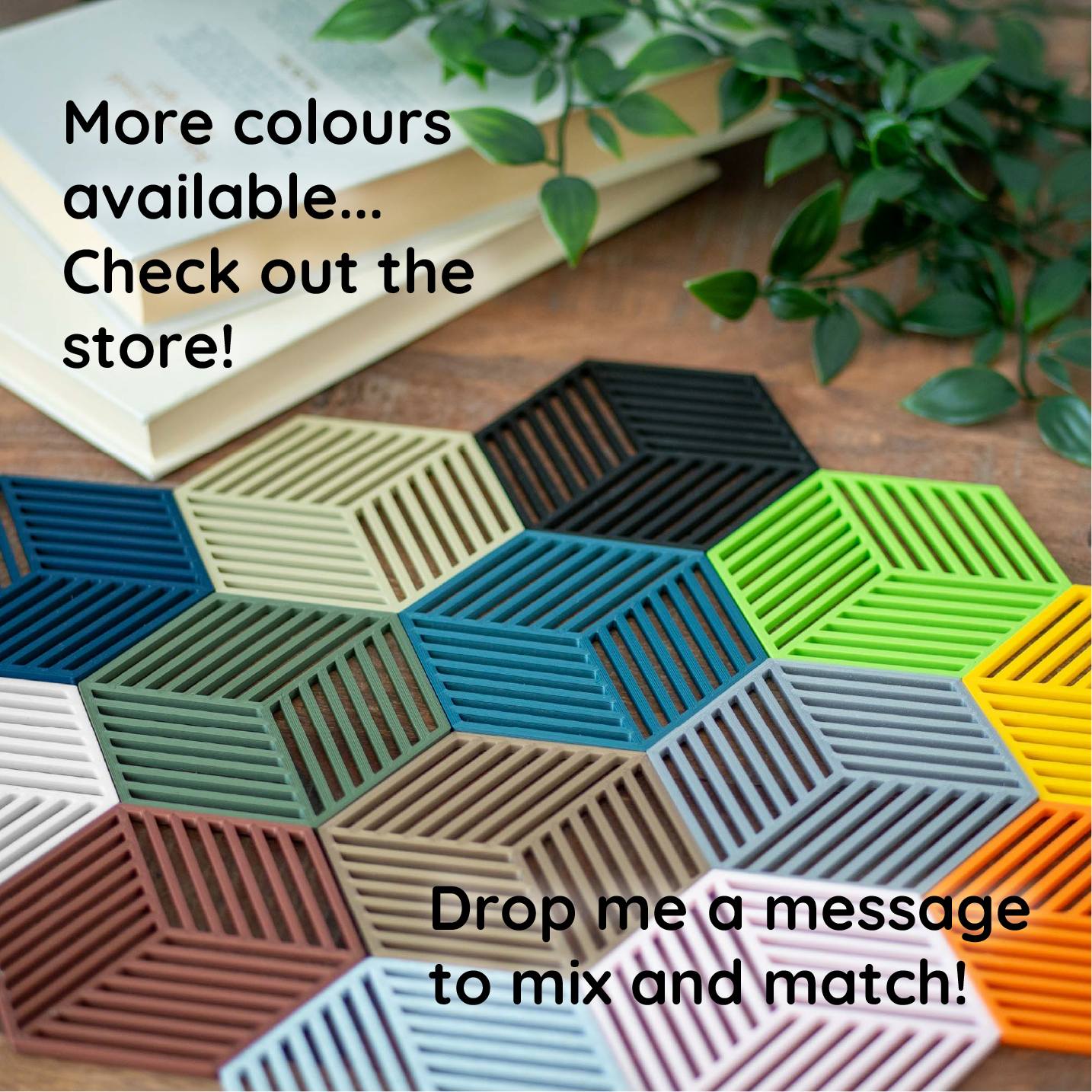 Coloured Drink Coasters - Geometric Cube Pattern