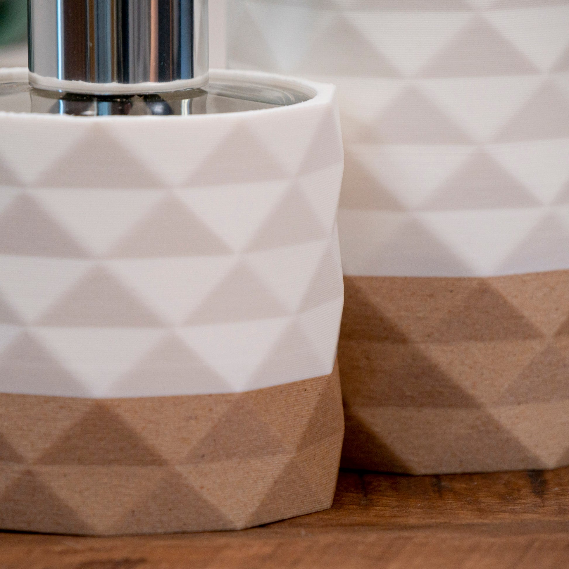 Reed Diffuser Bottle (100ml) with Diamond Pattern - Ivory White/Wood Effect - Vantage 3D Prints