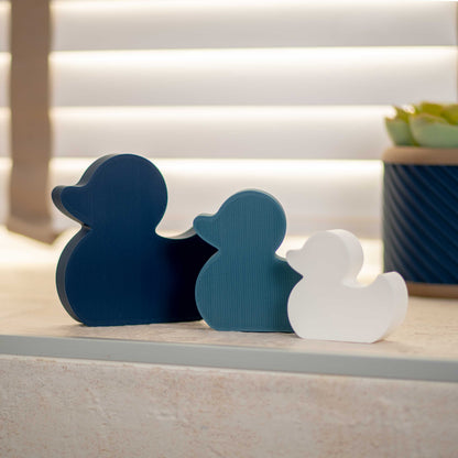 Duck Bathroom Ornament - Navy Blue, Teal, White - Bathroom Ornaments - Set of 3