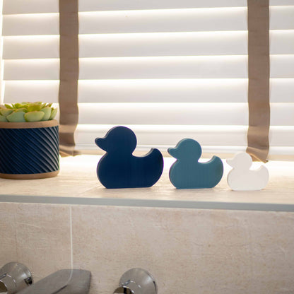 Duck Bathroom Ornament - Navy Blue, Teal, White - Bathroom Ornaments - Set of 3