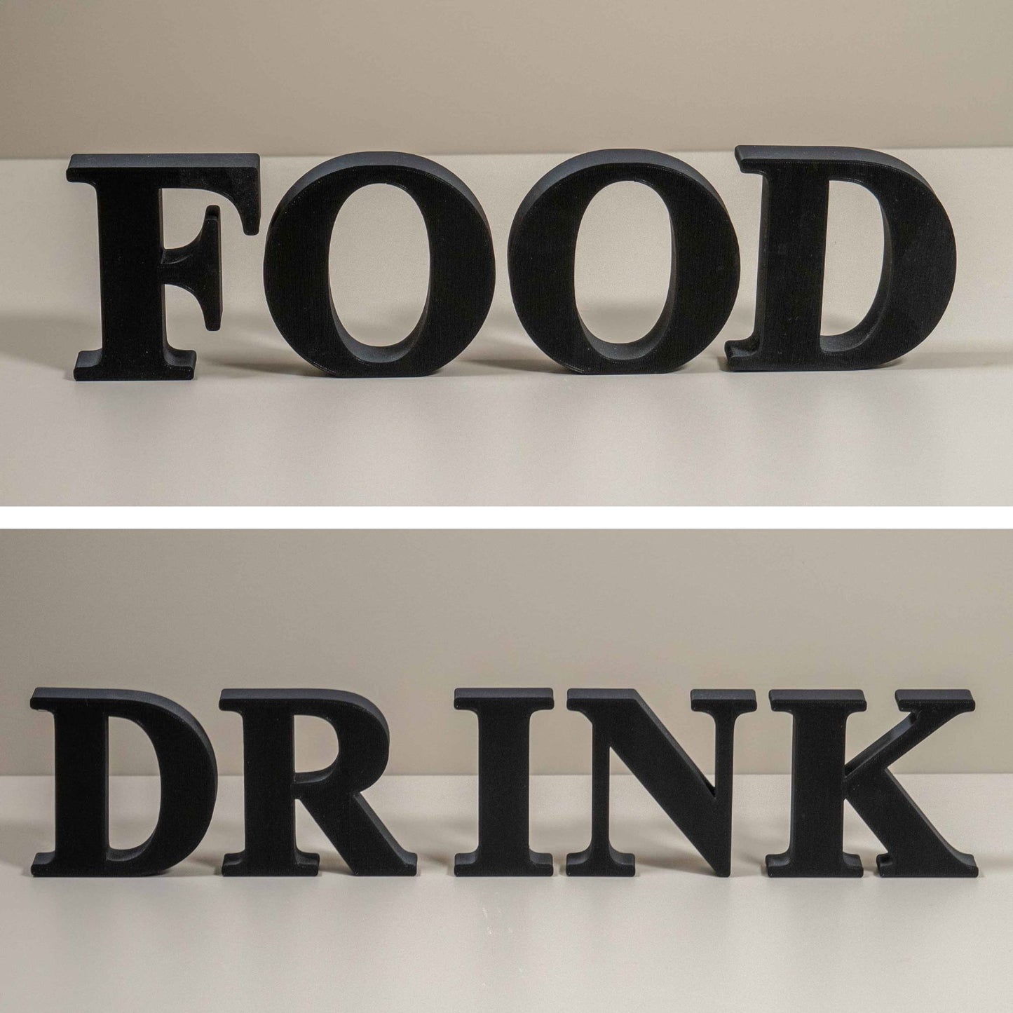 Food & Drink Decorative Letter Ornament: 3D Word Kitchen Home Decor