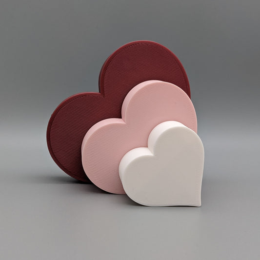 Freestanding Love Heart Ornaments - Plum, Blush Pink and White - Set of 3 Hearts - Vantage 3D Prints