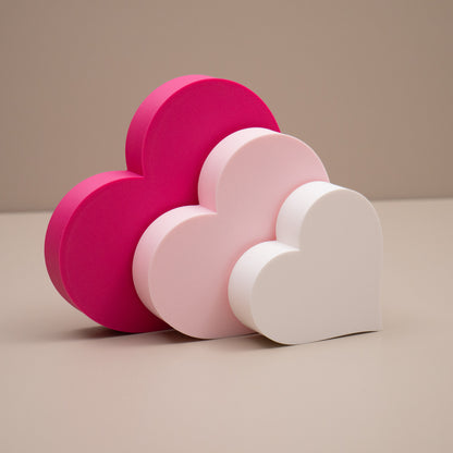Love Heart Ornaments - Set of of 3 - Hot Pink, Baby Pink and White