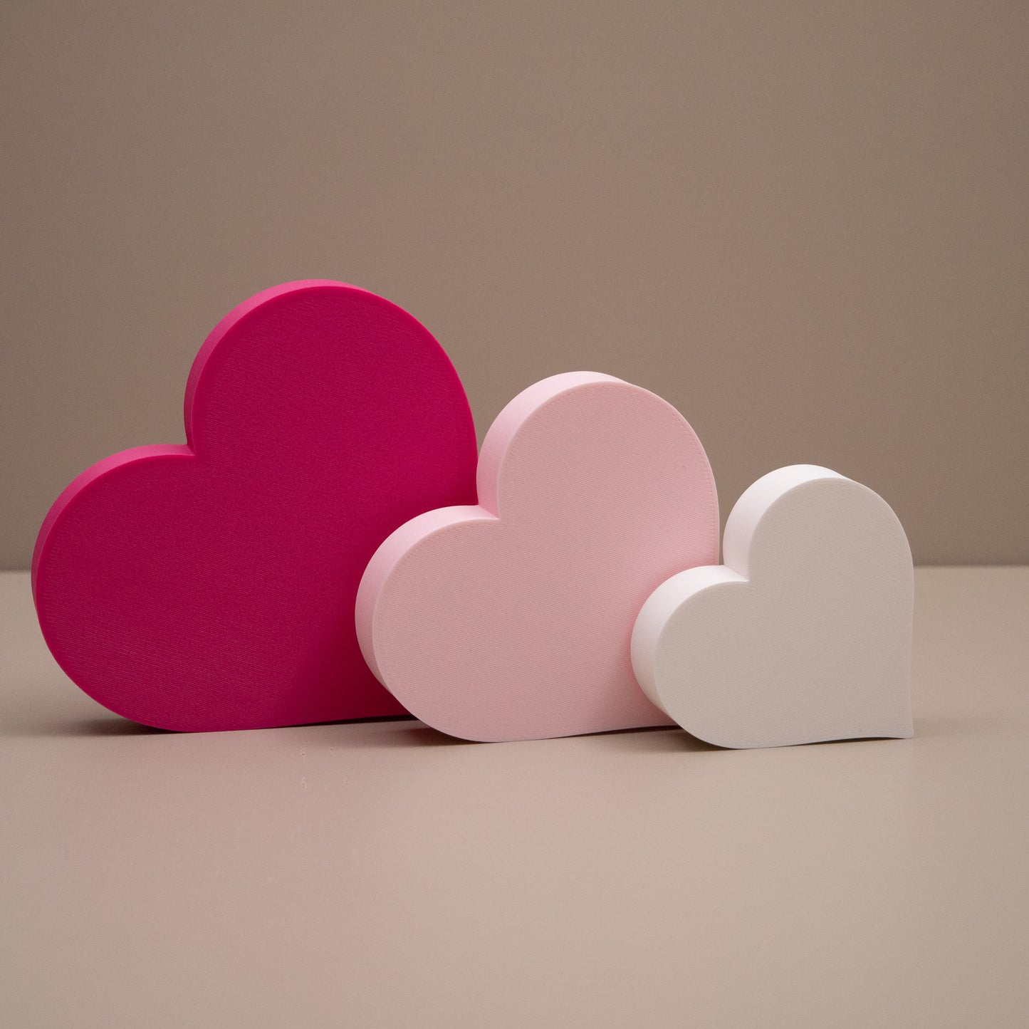 Love Heart Ornaments - Set of of 3 - Hot Pink, Baby Pink and White