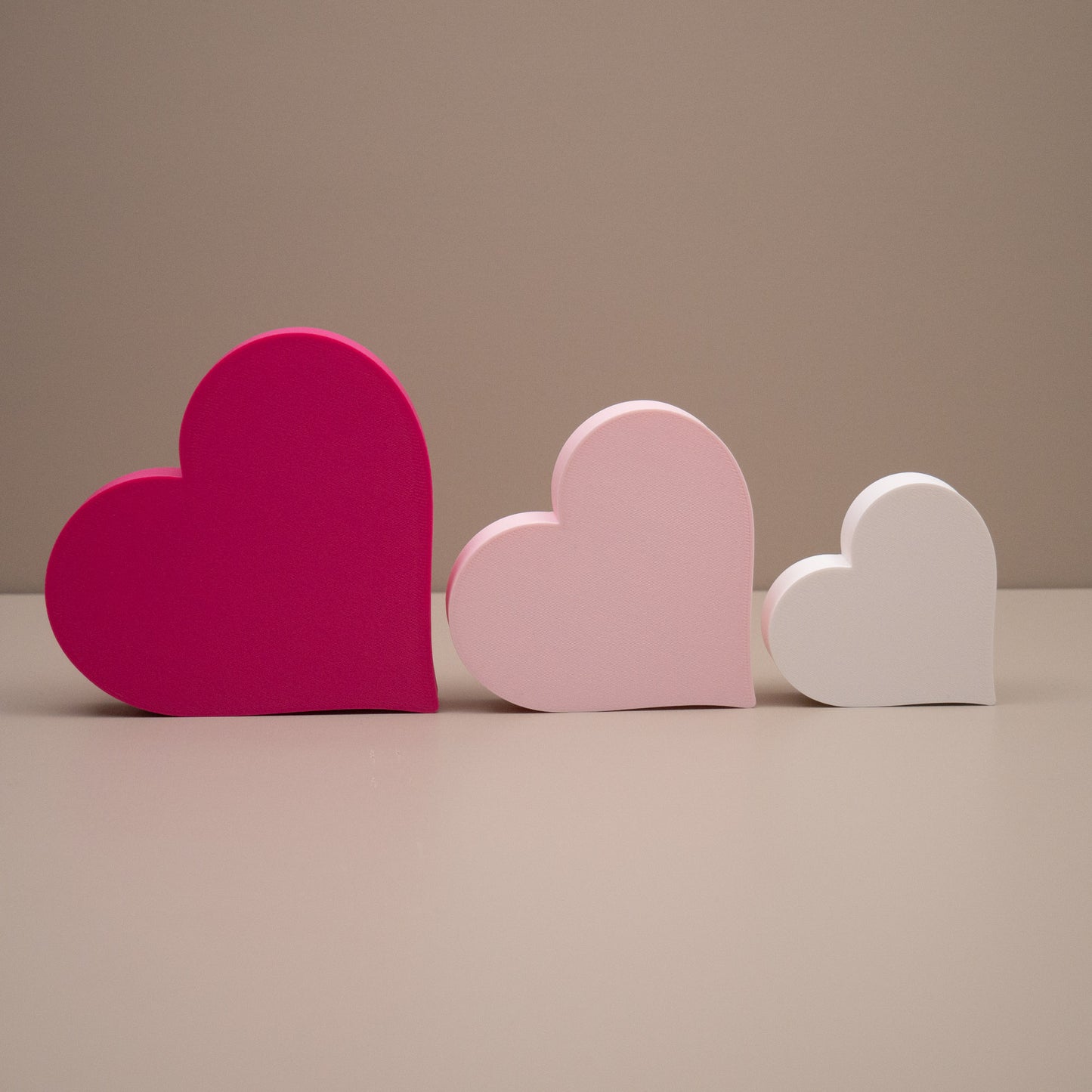 Love Heart Ornaments - Set of of 3 - Hot Pink, Baby Pink and White