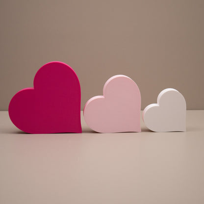 Love Heart Ornaments - Set of of 3 - Hot Pink, Baby Pink and White