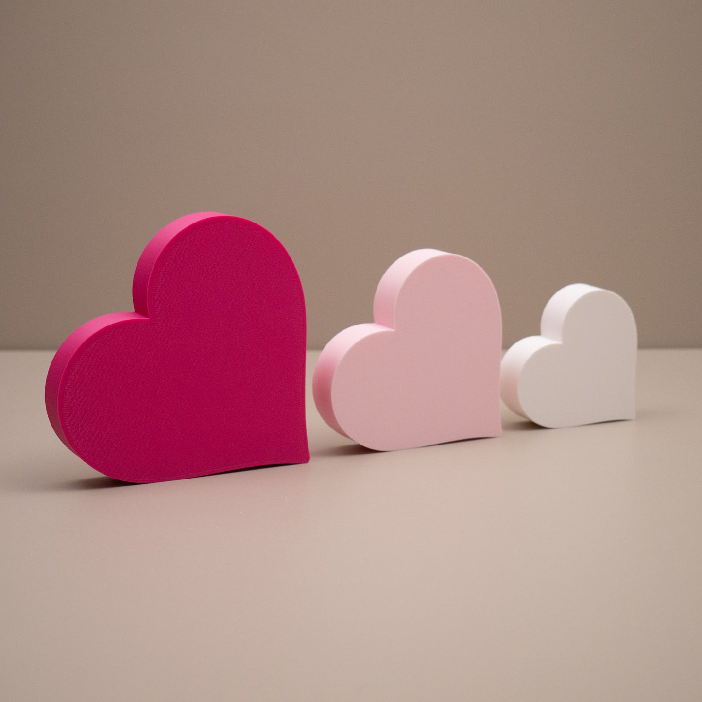 Love Heart Ornaments - Set of of 3 - Hot Pink, Baby Pink and White