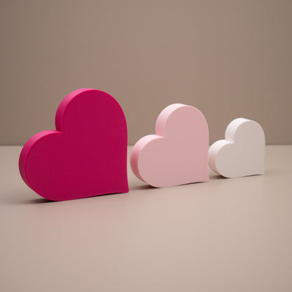 Love Heart Ornaments - Set of of 3 - Hot Pink, Baby Pink and White