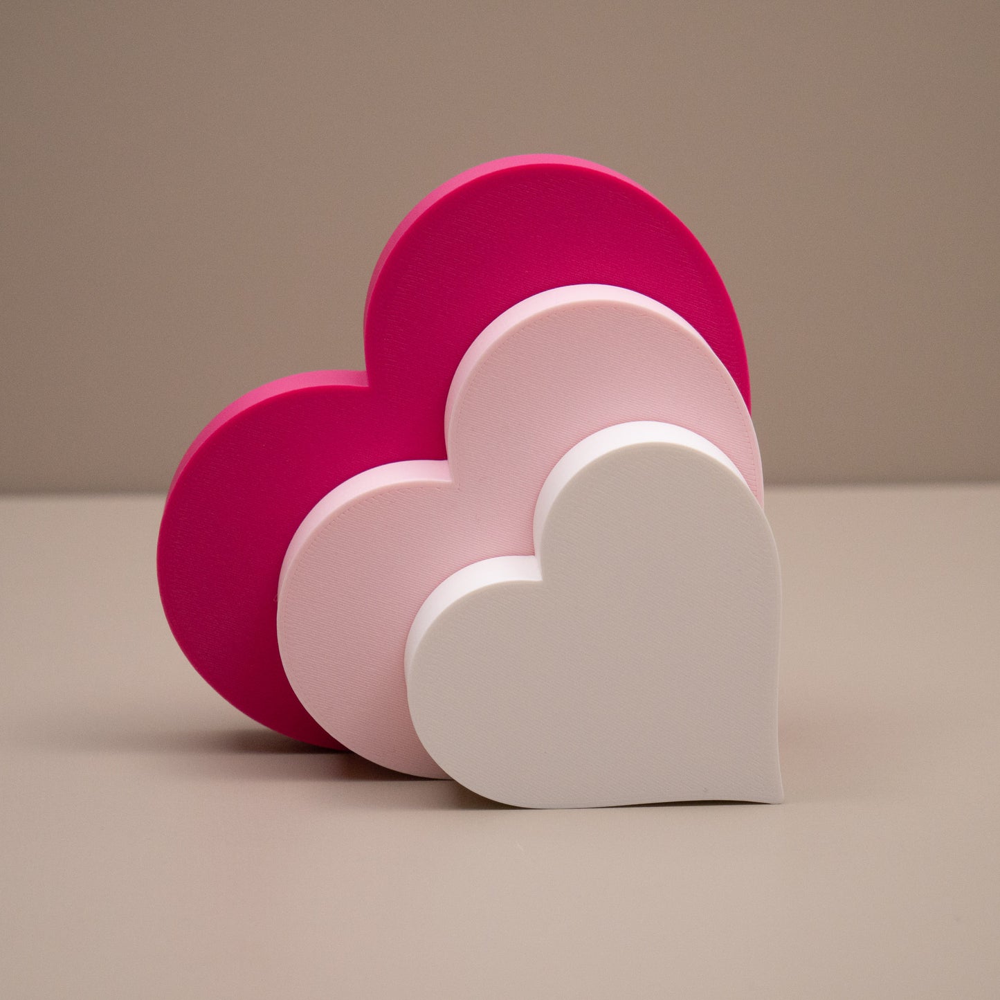 Love Heart Ornaments - Set of of 3 - Hot Pink, Baby Pink and White