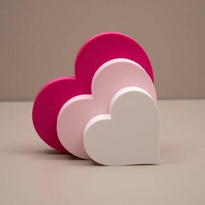 Love Heart Ornaments - Set of of 3 - Hot Pink, Baby Pink and White