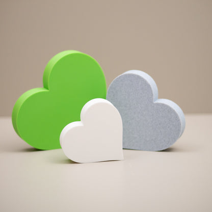 Love Heart Ornaments - Set of of 3 - Lime Green, Stone and White