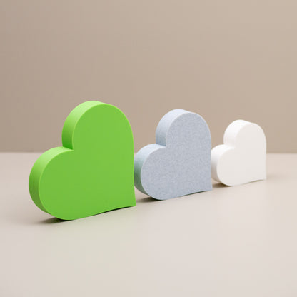 Love Heart Ornaments - Set of of 3 - Lime Green, Stone and White