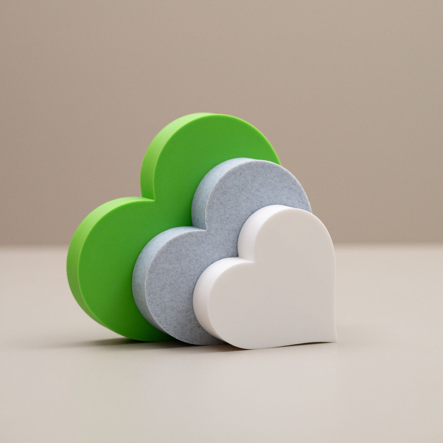 Love Heart Ornaments - Set of of 3 - Lime Green, Stone and White