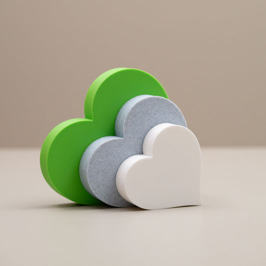 Love Heart Ornaments - Set of of 3 - Lime Green, Stone and White