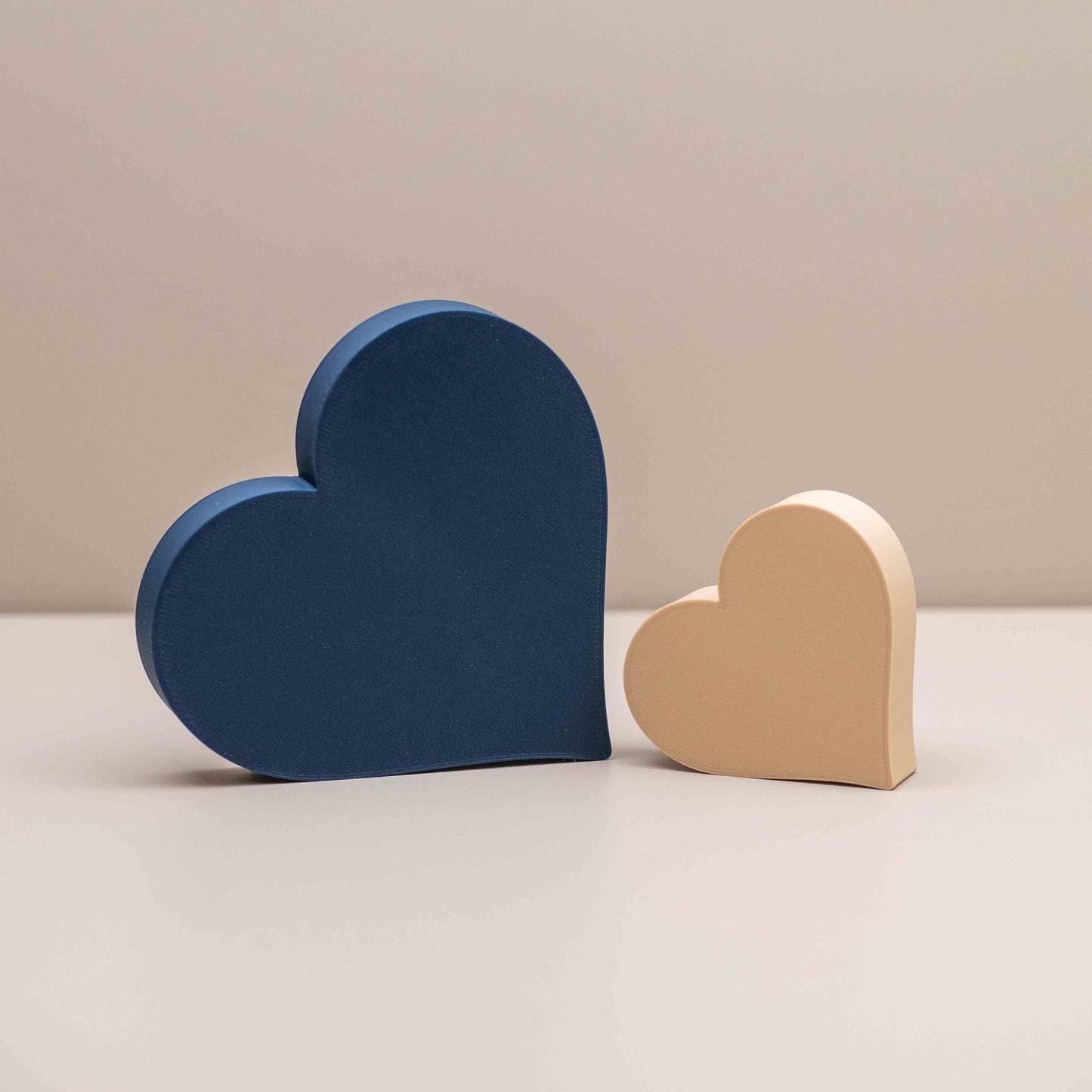 Love Heart Ornaments - Set of of 2 - Navy Blue and Beige