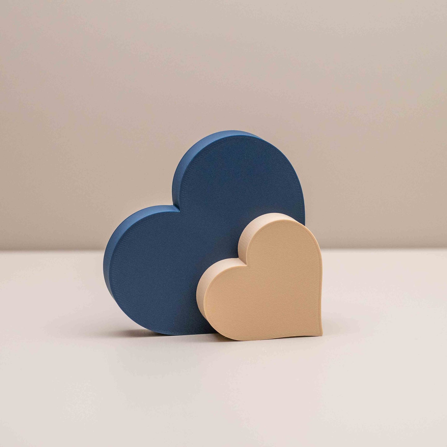 Love Heart Ornaments - Set of of 2 - Navy Blue and Beige