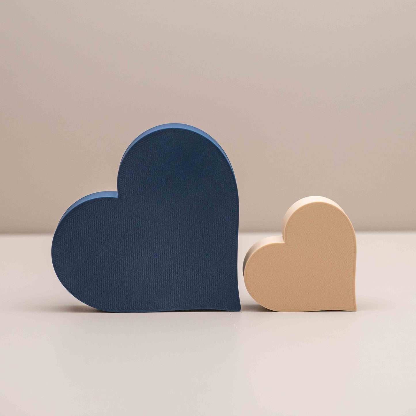 Love Heart Ornaments - Set of of 2 - Navy Blue and Beige