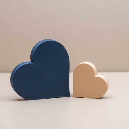 Love Heart Ornaments - Set of of 2 - Navy Blue and Beige