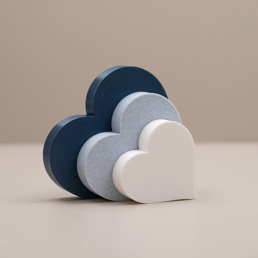 Love Heart Ornaments - Set of of 3 - Navy Blue, Stone and White