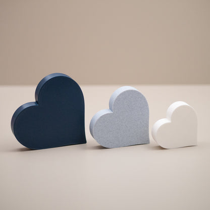 Love Heart Ornaments - Set of of 3 - Navy Blue, Stone and White